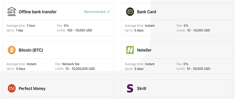 Deposits and withdrawals with Exness in Egypt